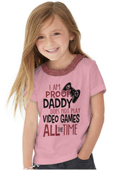 Daddy Plays Video Games Toddler Ruffled Trim T-Shirt-Direct To Garment Print-Brisco Baby