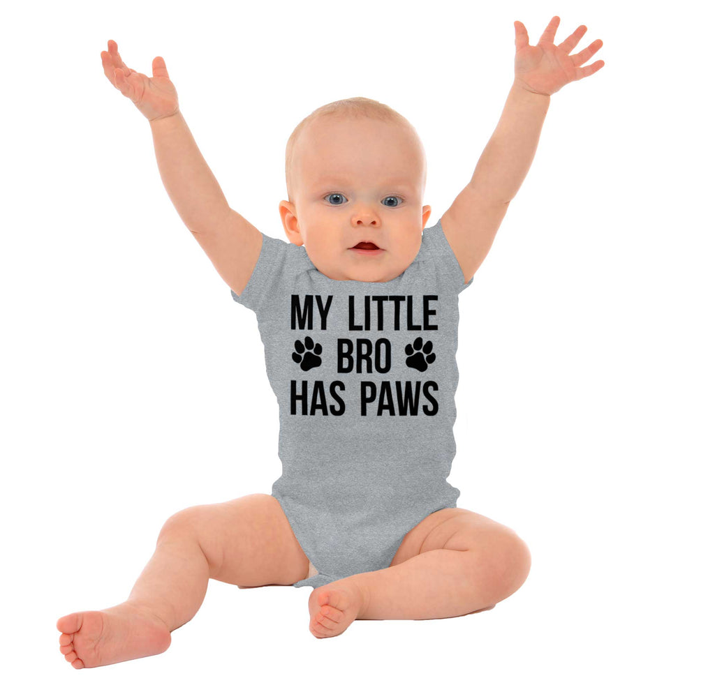 My Little Bro Has Paws Romper Bodysuit-Direct To Garment Print-Brisco Baby