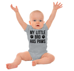 My Little Bro Has Paws Romper Bodysuit-Direct To Garment Print-Brisco Baby