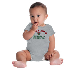 Present My Diaper Romper Bodysuit-Direct To Garment Print-Brisco Baby