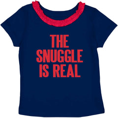 Snuggle Is Real Toddler Ruffled Trim T-Shirt-Direct To Garment Print-Brisco Baby
