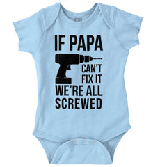 Papa Can't Fix We're Screwed Romper Bodysuit-Direct To Garment Print-Brisco Baby