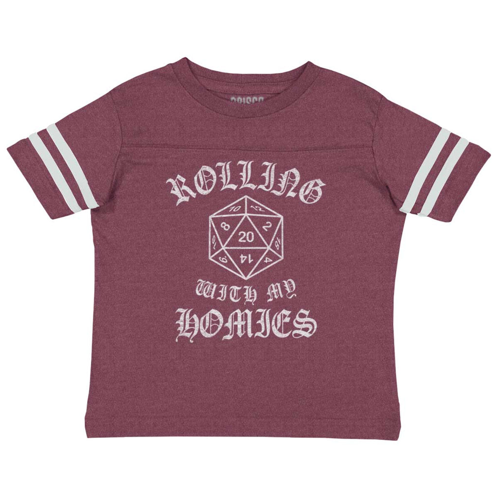 Rolling With My Homies Dungeons Toddler Football Jersey Tee-Direct To Garment Print-Brisco Baby