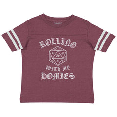 Rolling With My Homies Dungeons Toddler Football Jersey Tee-Direct To Garment Print-Brisco Baby