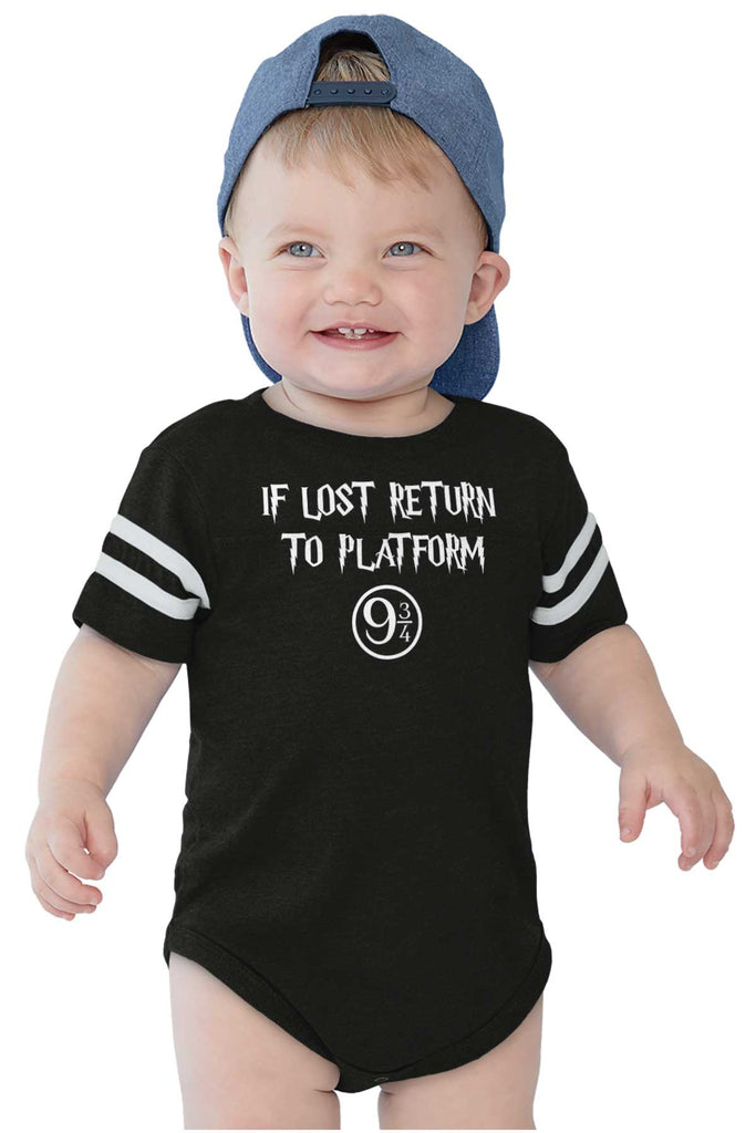 Return Platofrm 9 3/4 Football Romper Bodysuit-Direct To Garment Print-Brisco Baby