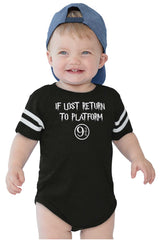 Return Platofrm 9 3/4 Football Romper Bodysuit-Direct To Garment Print-Brisco Baby