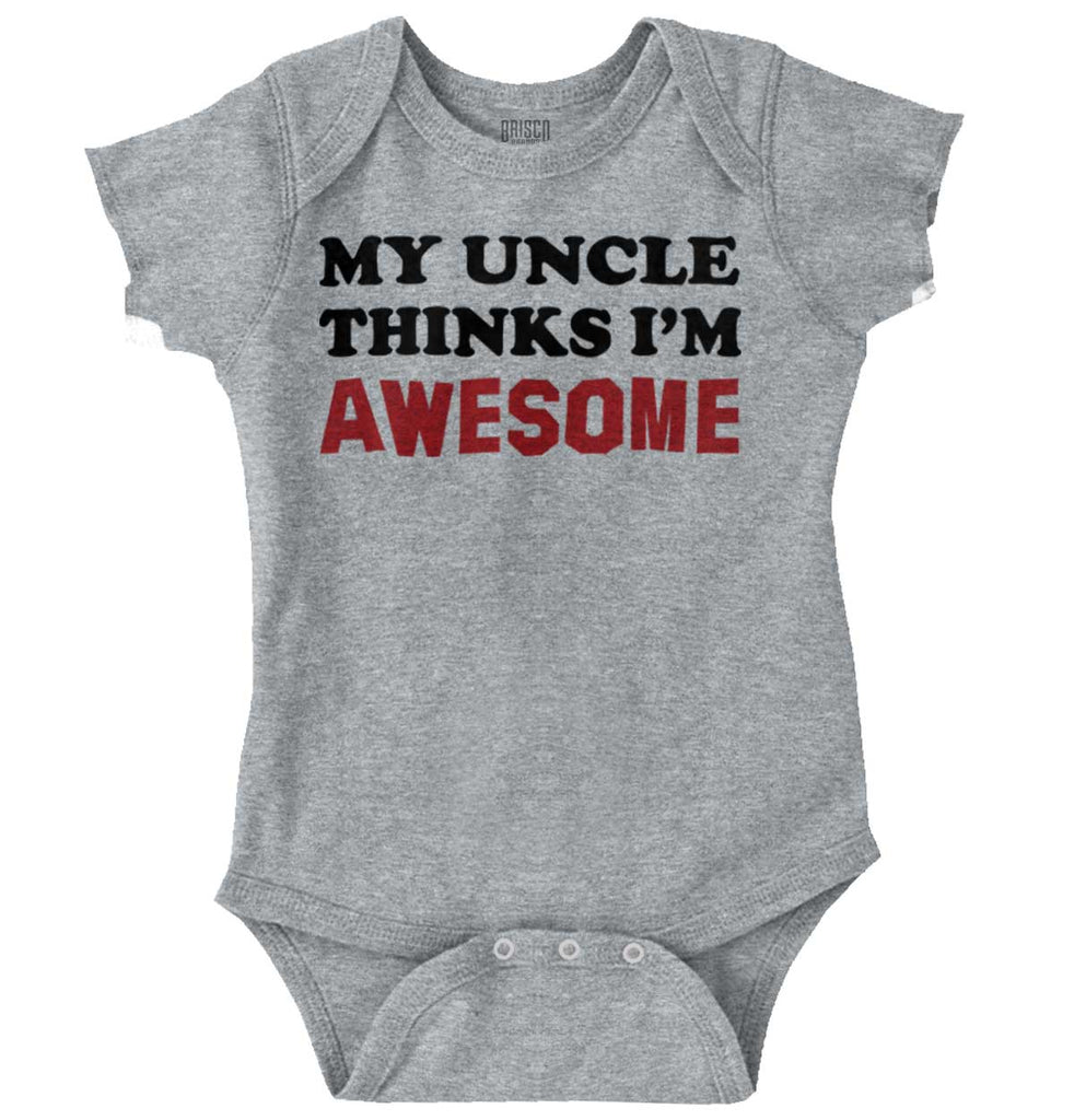 Uncle Thinks I'm Awesome Romper Bodysuit-Direct To Garment Print-Brisco Baby