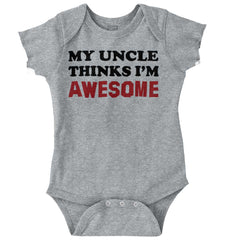 Uncle Thinks I'm Awesome Romper Bodysuit-Direct To Garment Print-Brisco Baby