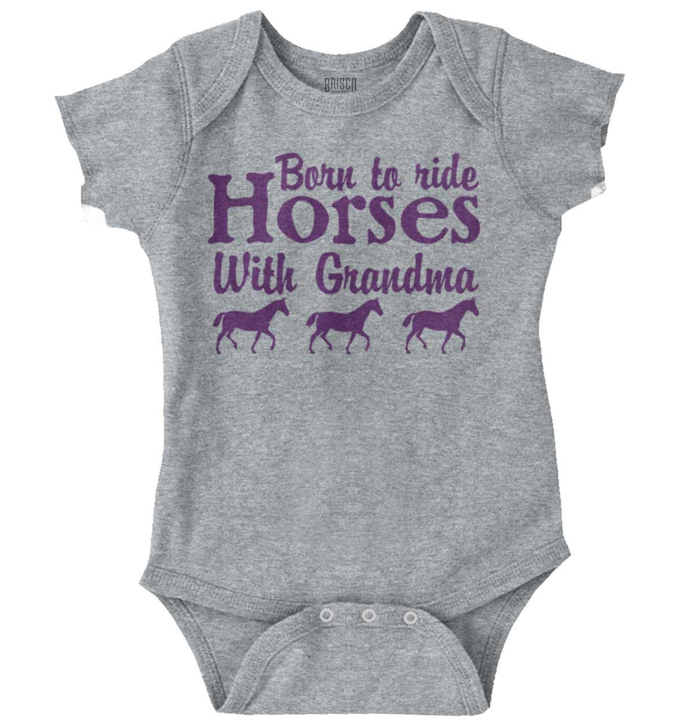 Born To Ride Horses With Grandma Romper Bodysuit-Direct To Garment Print-Brisco Baby