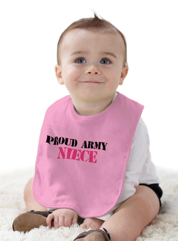 Proud Army Niece Infant Baby Bib-Direct To Garment Print-Brisco Baby