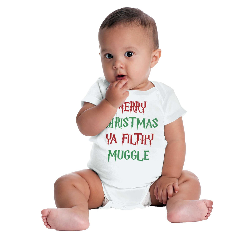 Merry Christmas Muggle Romper Bodysuit-Direct To Garment Print-Brisco Baby