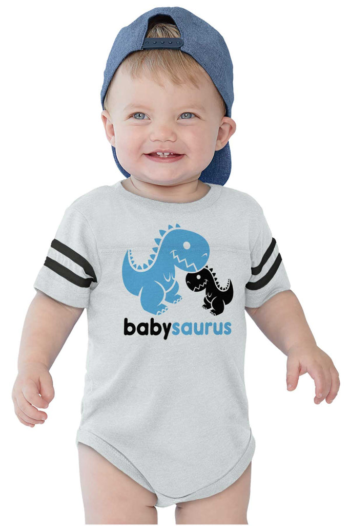 Babysaurus Rex Football Romper Bodysuit-Direct To Garment Print-Brisco Baby