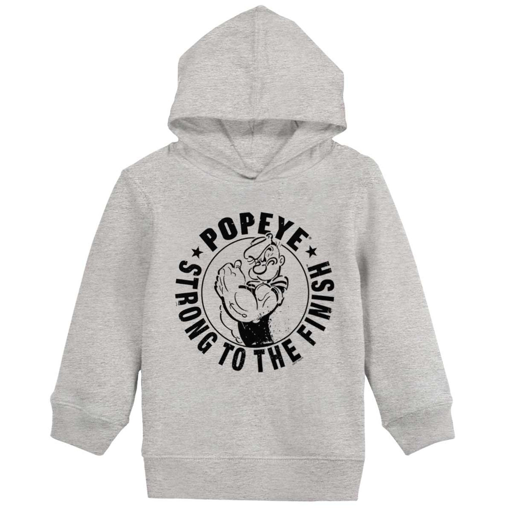 Popeye To The Finish Toddler Pullover Hoodie-Direct To Garment Print-Brisco Baby