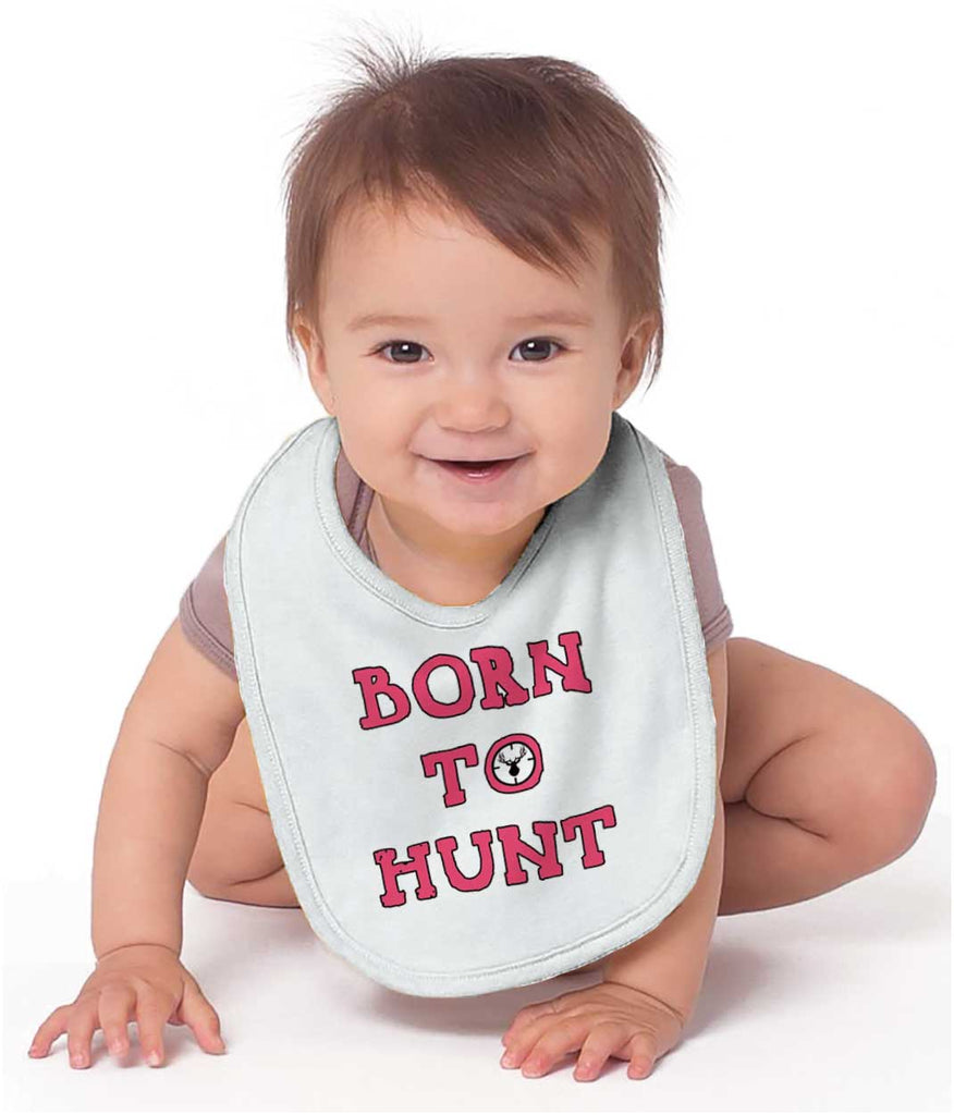 Cute Born To Hunt Deer Infant Baby Bib-Direct To Garment Print-Brisco Baby