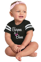 Burpees and Bows Football Romper Bodysuit-Direct To Garment Print-Brisco Baby
