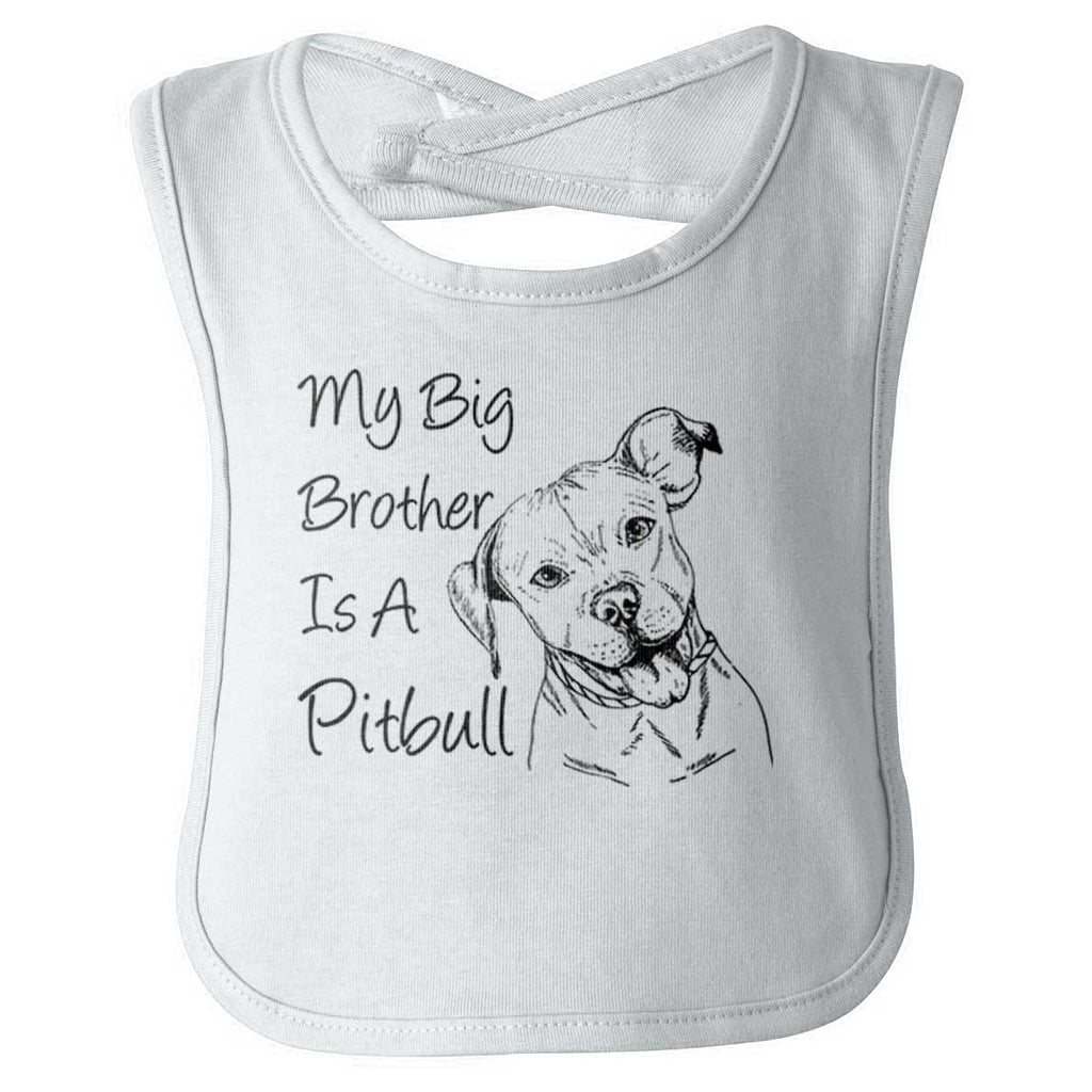 Brother is a Pitbull Infant Baby Bib-Direct To Garment Print-Brisco Baby
