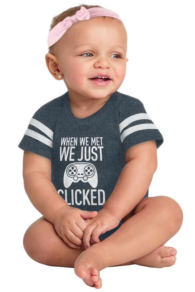 We Just Clicked Video Game Nerd Football Romper Bodysuit-Direct To Garment Print-Brisco Baby