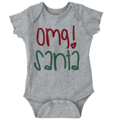 OMG Santa Romper Bodysuit-Direct To Garment Print-Brisco Baby