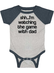 Watching the Game Raglan Romper Bodysuit-Direct To Garment Print-Brisco Baby