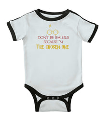 Jealous Of Chosen One Ringer Romper Bodysuit-Direct To Garment Print-Brisco Baby