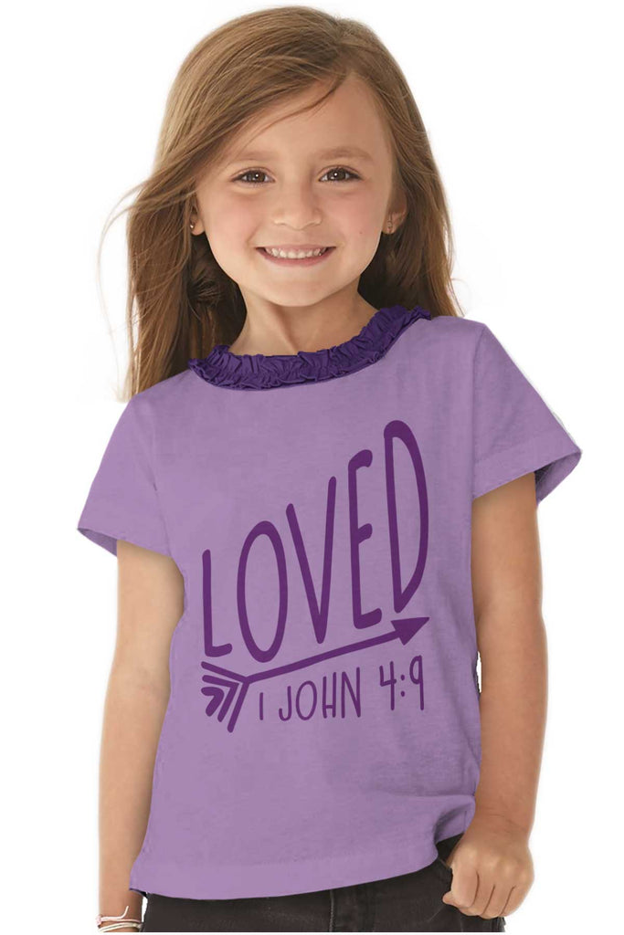 Loved Toddler Ruffled Trim T-Shirt-Direct To Garment Print-Brisco Baby