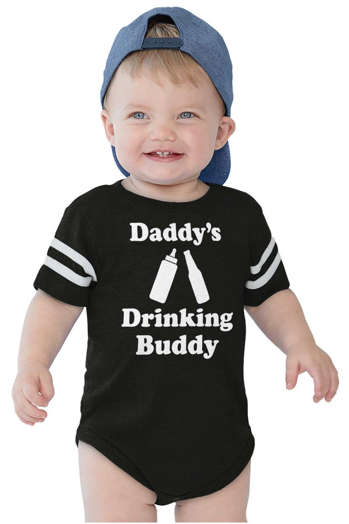 Drinking Buddy Football Romper Bodysuit-Direct To Garment Print-Brisco Baby
