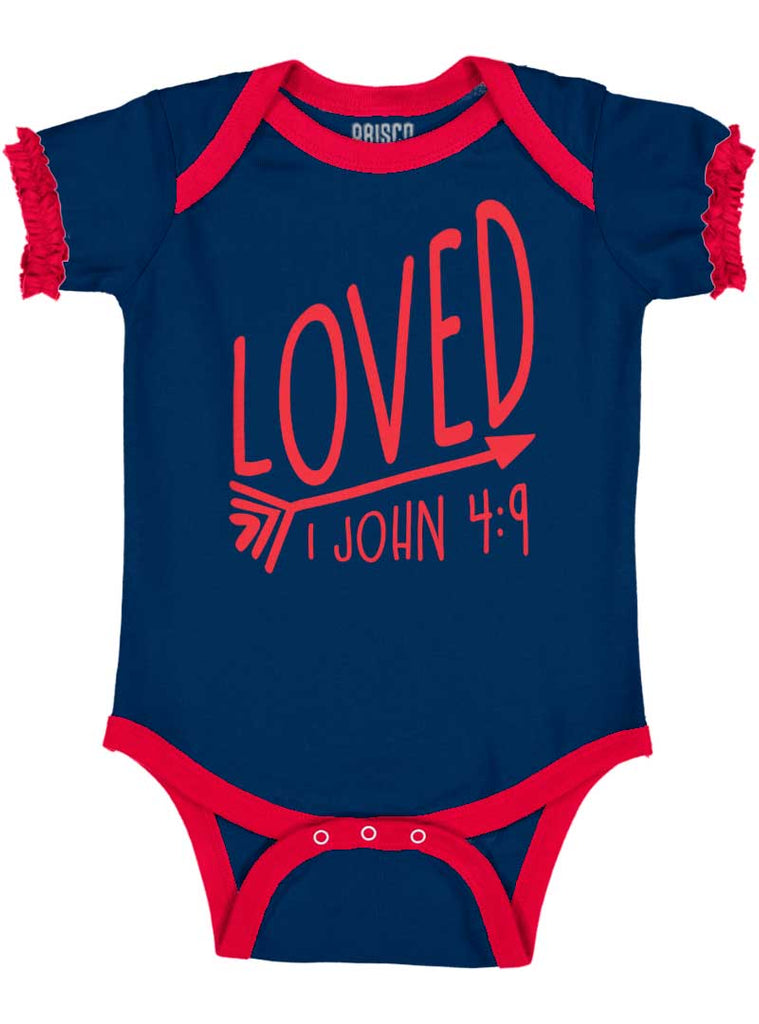 Loved Baby Ruffled Trim Romper-Direct To Garment Print-Brisco Baby