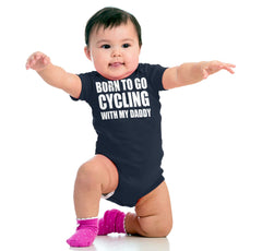 Cycling With Daddy Romper Bodysuit-Direct To Garment Print-Brisco Baby