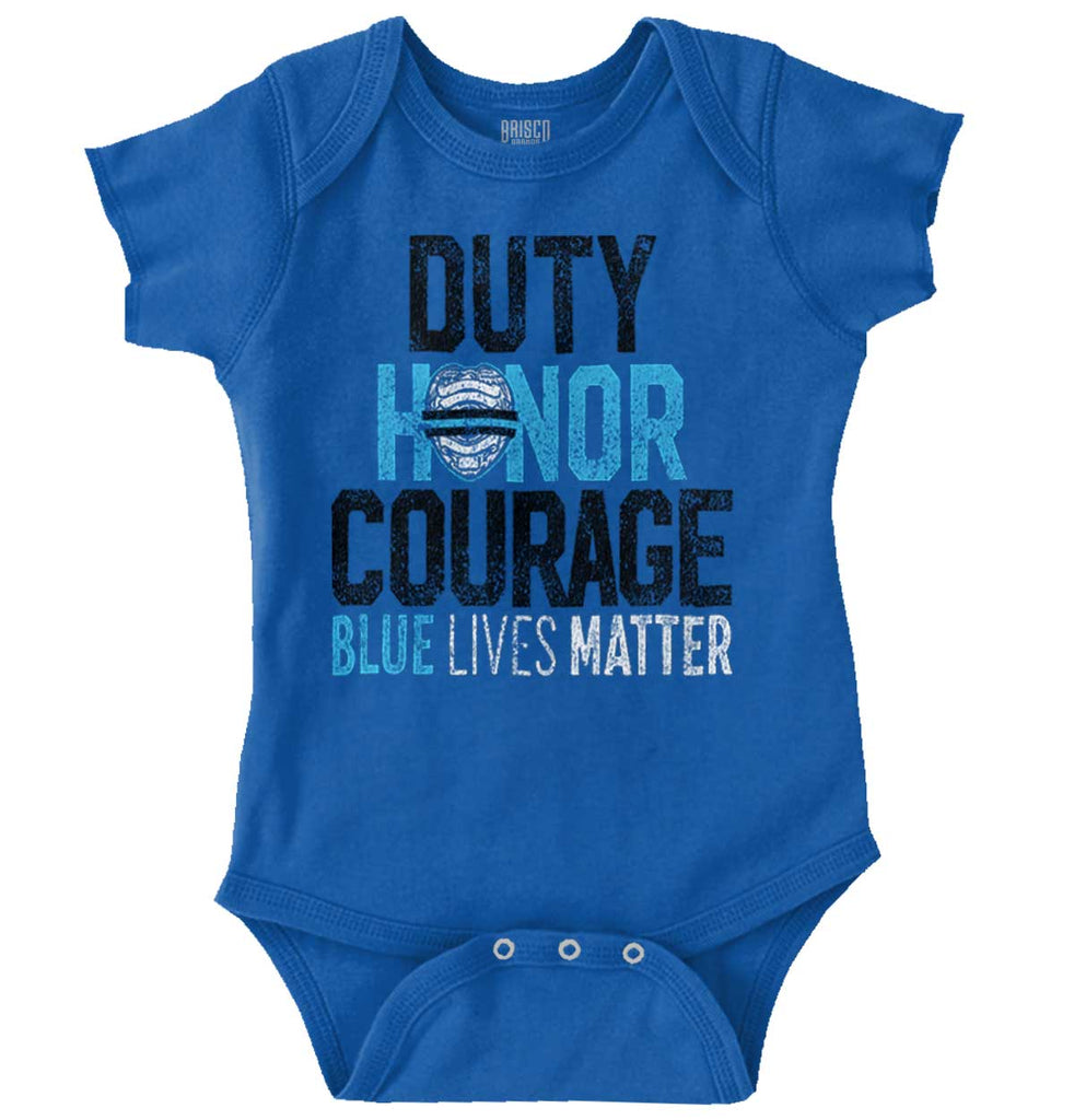 Duty Honor Blue Lives Romper Bodysuit-Direct To Garment Print-Brisco Baby