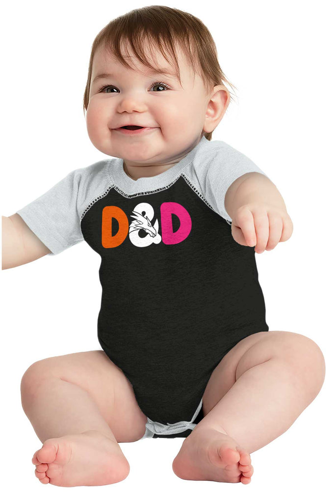 Dungeons Fantasy Tabletop Gamer Raglan Romper Bodysuit-Direct To Garment Print-Brisco Baby