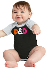 Dungeons Fantasy Tabletop Gamer Raglan Romper Bodysuit-Direct To Garment Print-Brisco Baby