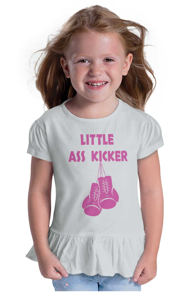 Little Ass Kicker Toddler Ruffle Bottom Tee-Direct To Garment Print-Brisco Baby