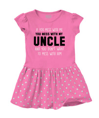 Mess With My Uncle Baby Polka Dot Skirt Dress-Direct To Garment Print-Brisco Baby