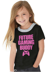 Future Gaming Buddy Toddler Ruffled Trim T-Shirt-Direct To Garment Print-Brisco Baby