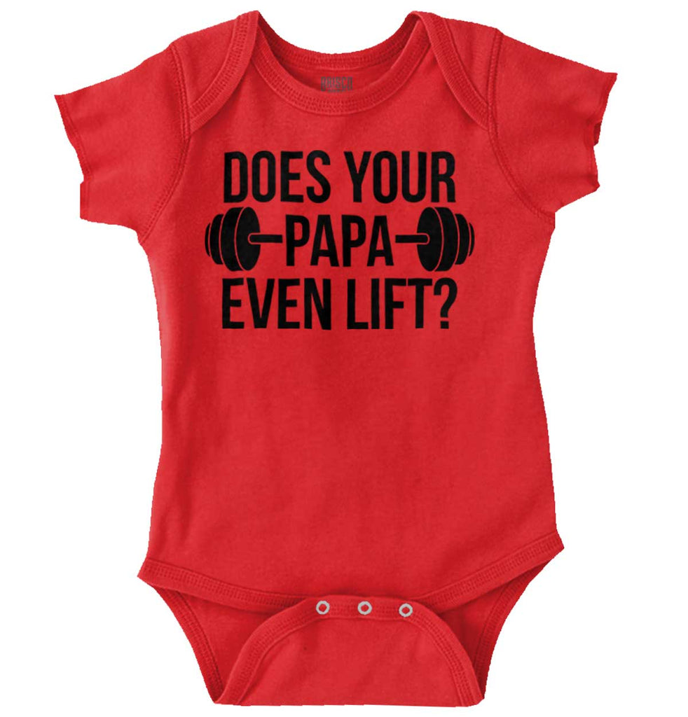 Does Your Papa Lift? Romper Bodysuit-Direct To Garment Print-Brisco Baby