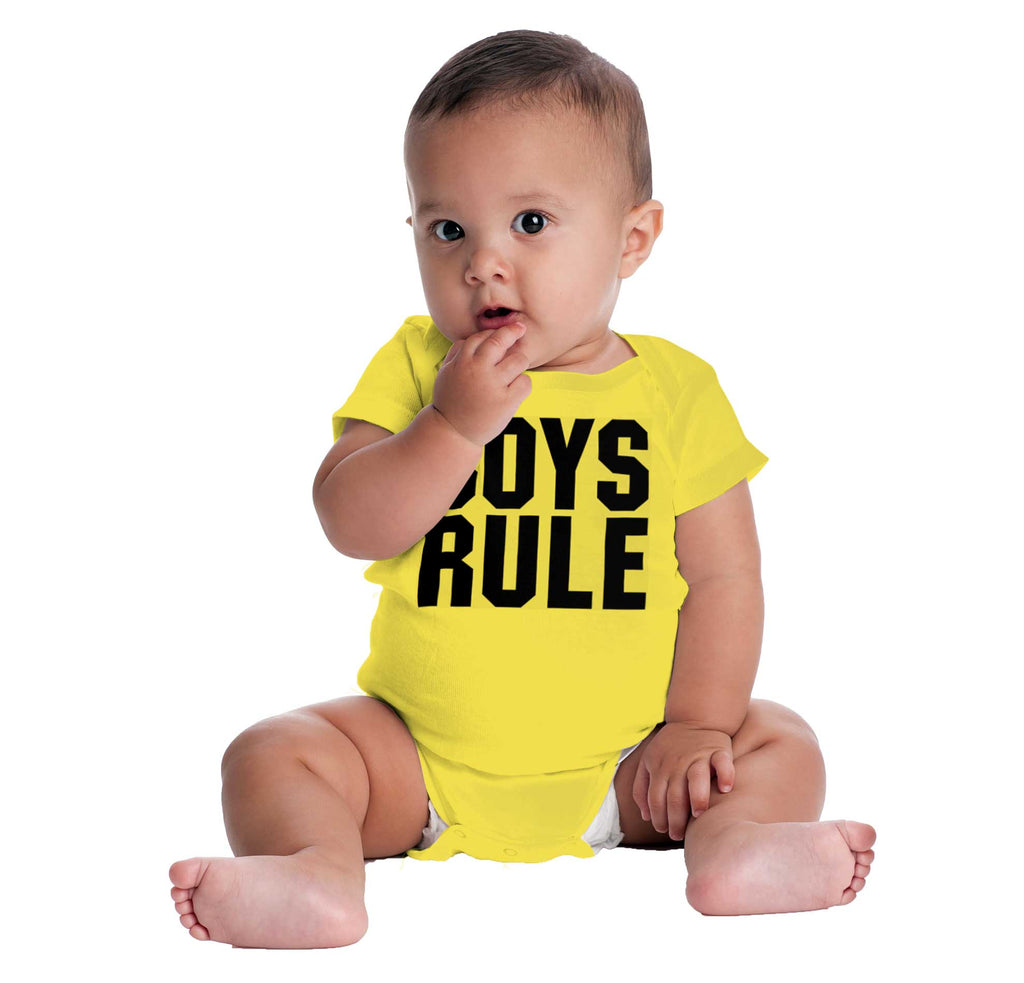 Boys Rule Romper Bodysuit-Direct To Garment Print-Brisco Baby