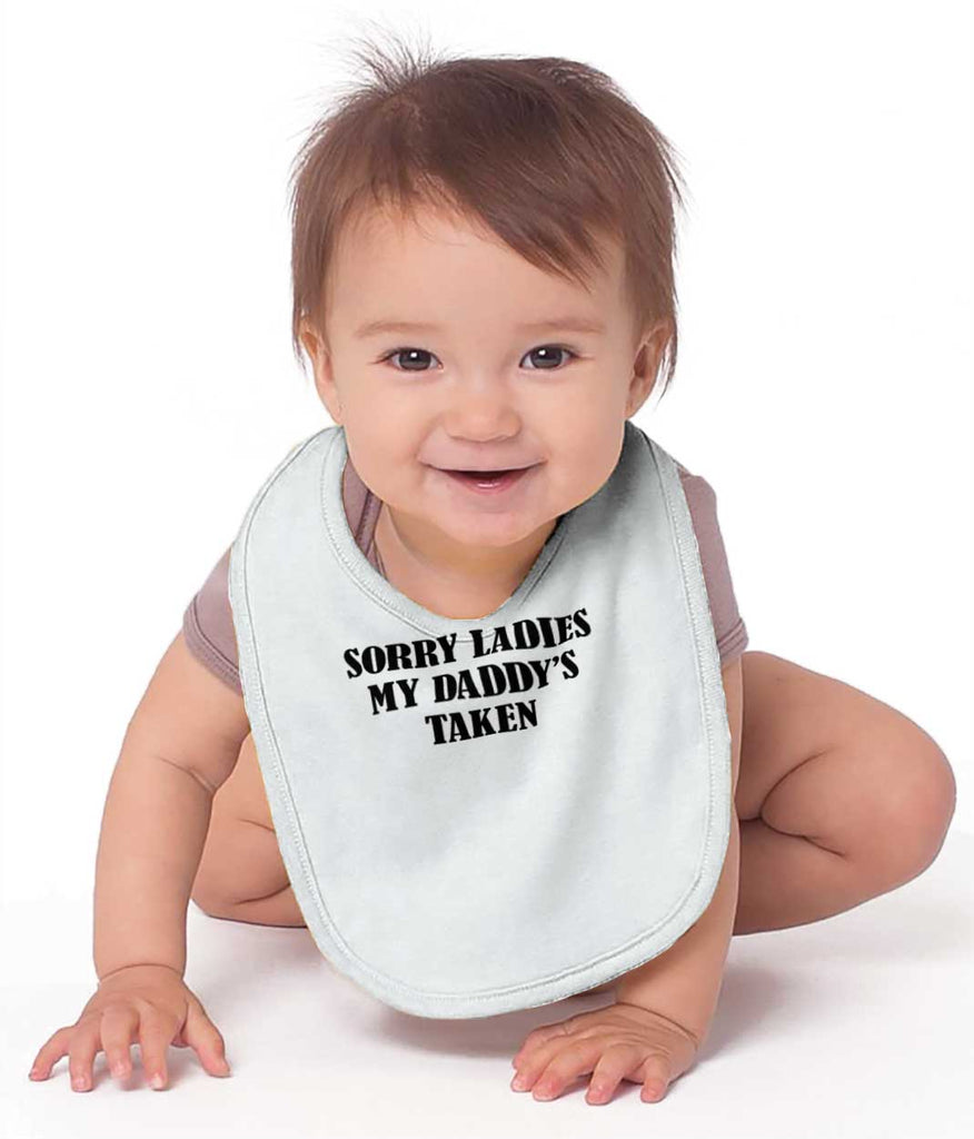 Daddy's Taken Infant Baby Bib-Direct To Garment Print-Brisco Baby
