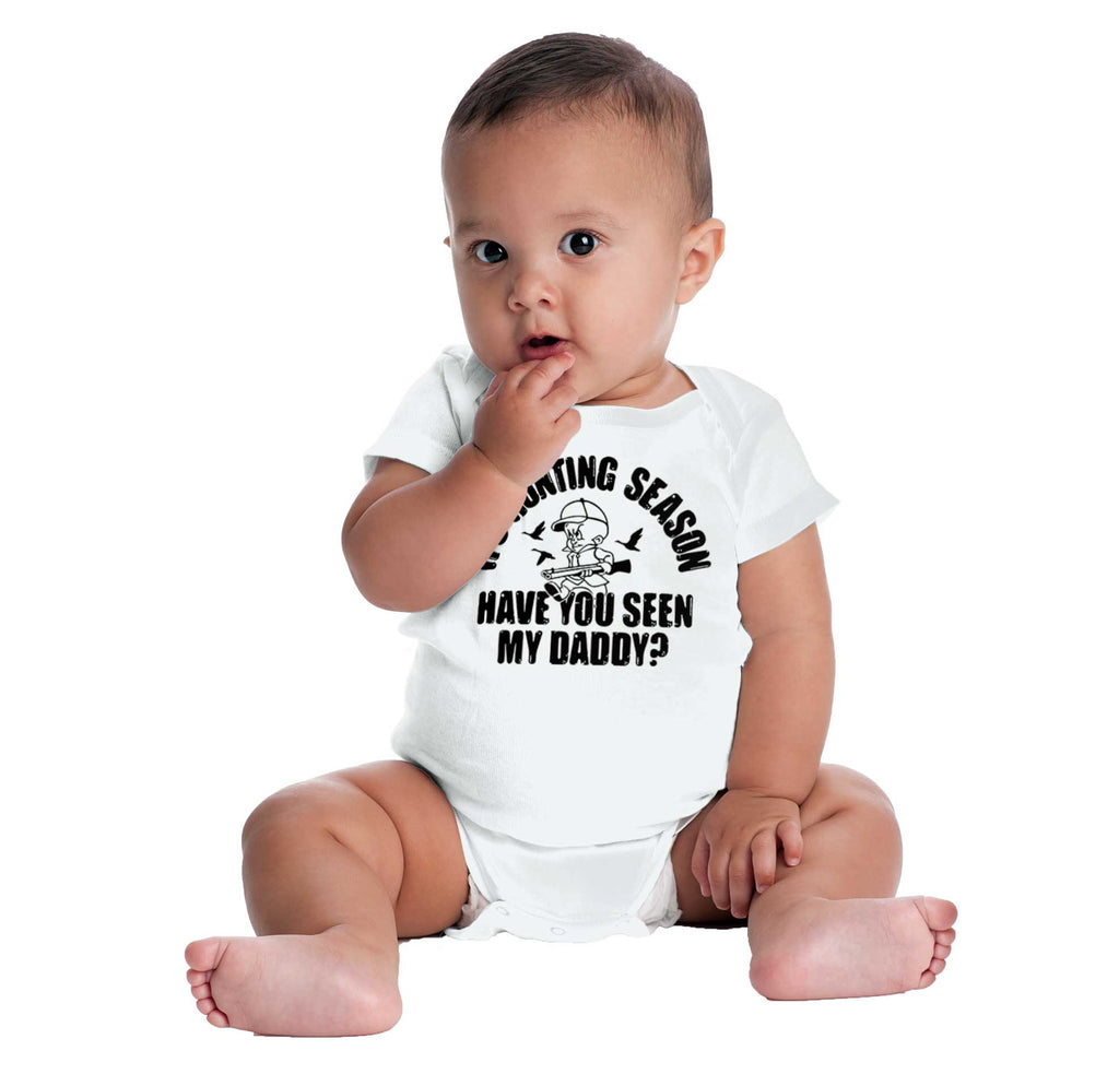 Where is Dad Hunting Romper Bodysuit-Direct To Garment Print-Brisco Baby