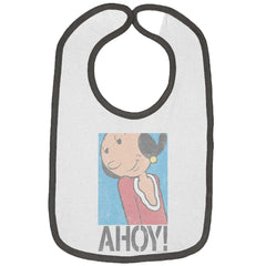 Ahoy Olive Oyl Trimmed Colored Velcro Bib-Direct To Garment Print-Brisco Baby