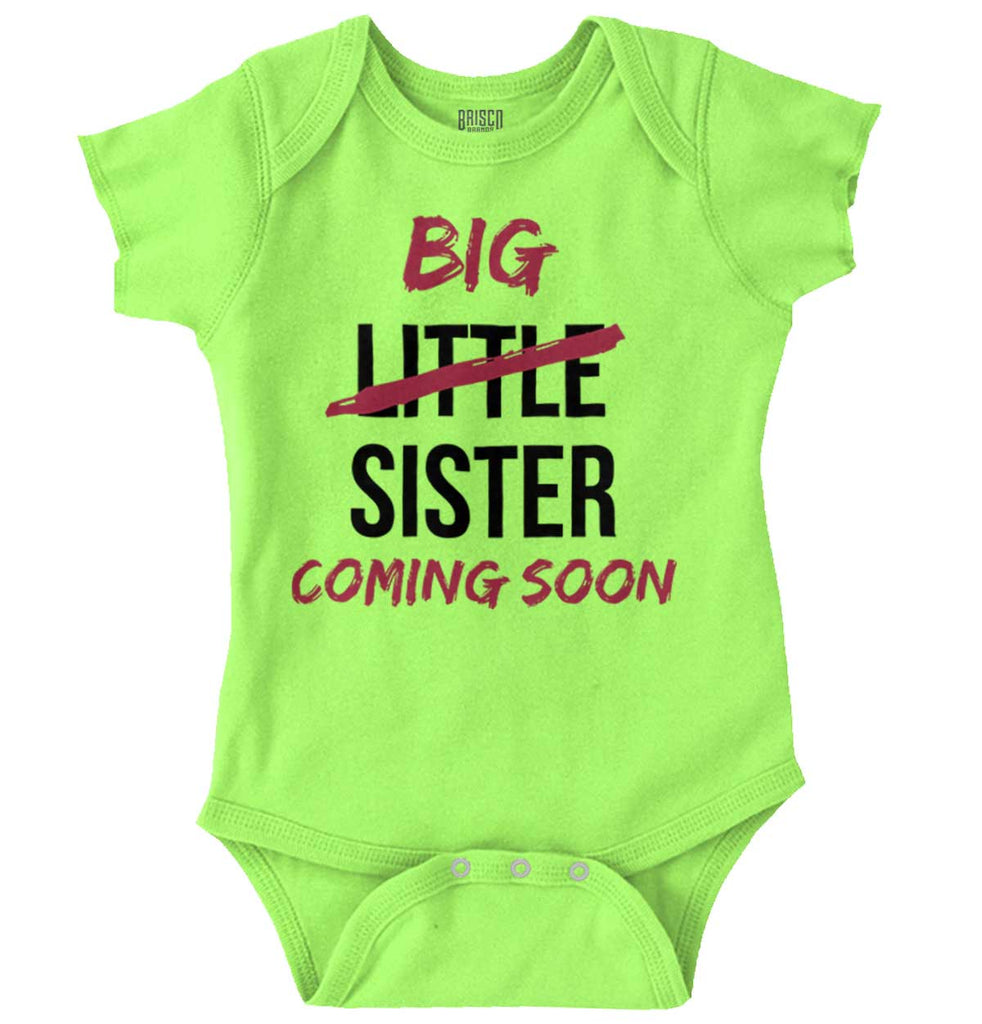 Big Little Sister Coming Soon Romper Bodysuit-Direct To Garment Print-Brisco Baby