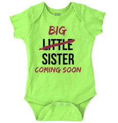 Big Little Sister Coming Soon Romper Bodysuit-Direct To Garment Print-Brisco Baby