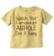 Watch The Language Infant Toddler T Shirt-Direct To Garment Print-Brisco Baby