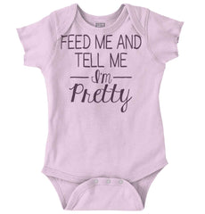 Tell Me I'm Pretty Romper Bodysuit-Direct To Garment Print-Brisco Baby