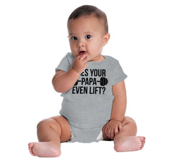 Does Your Papa Lift? Romper Bodysuit-Direct To Garment Print-Brisco Baby