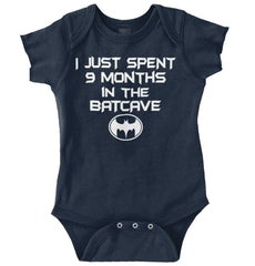9 Months in Batcave Romper Bodysuit-Direct To Garment Print-Brisco Baby