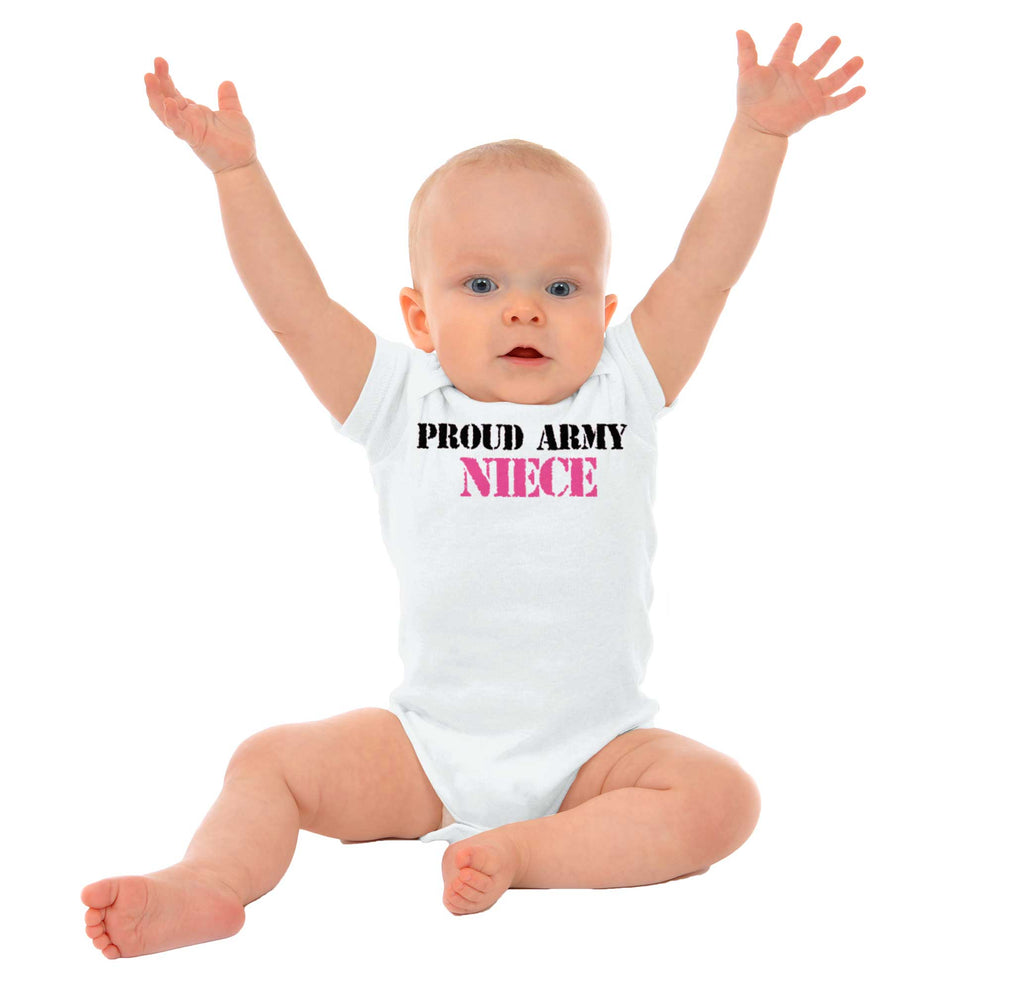 Proud Army Niece Romper Bodysuit-Direct To Garment Print-Brisco Baby