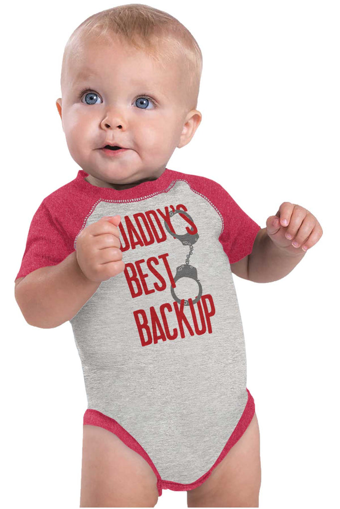 Daddy's Best Backup Raglan Romper Bodysuit-Direct To Garment Print-Brisco Baby