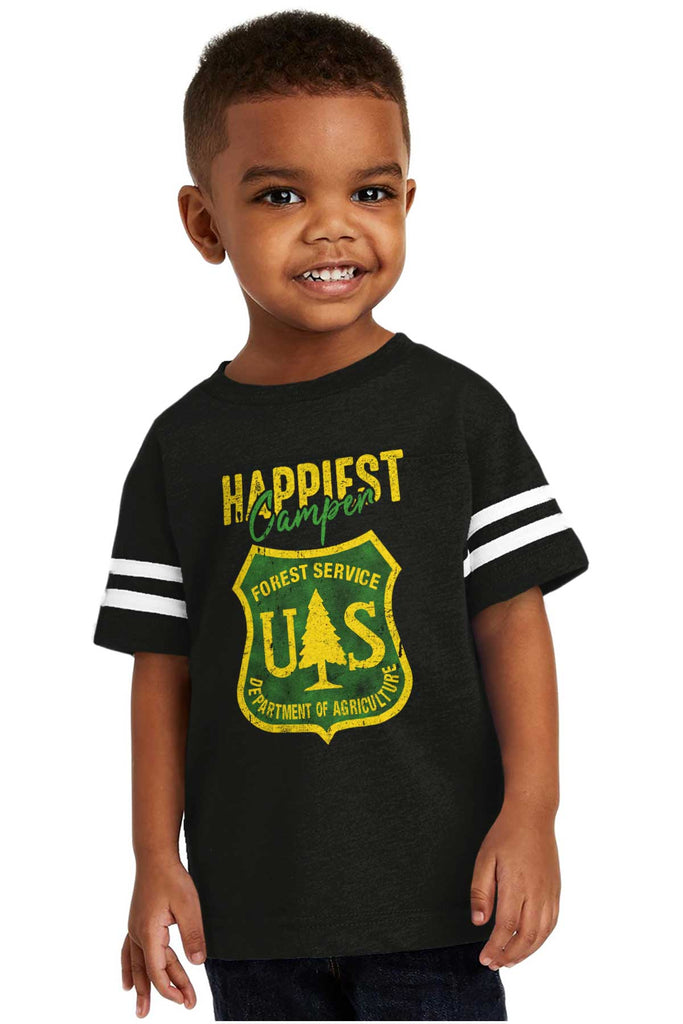Happiest Camper Toddler Football Jersey Tee-Direct To Garment Print-Brisco Baby
