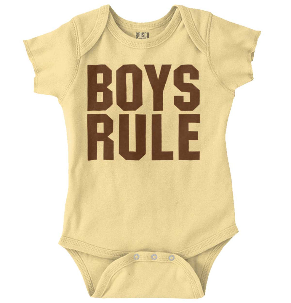 Boys Rule Romper Bodysuit-Direct To Garment Print-Brisco Baby