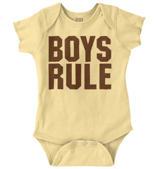 Boys Rule Romper Bodysuit-Direct To Garment Print-Brisco Baby